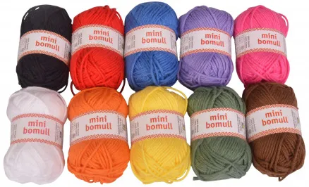 Järbo Minibomull Garnpakke 13 Basisfarger 10g - 10 stk - Järbo Minibomull Garnpakke 13 Basisfarger